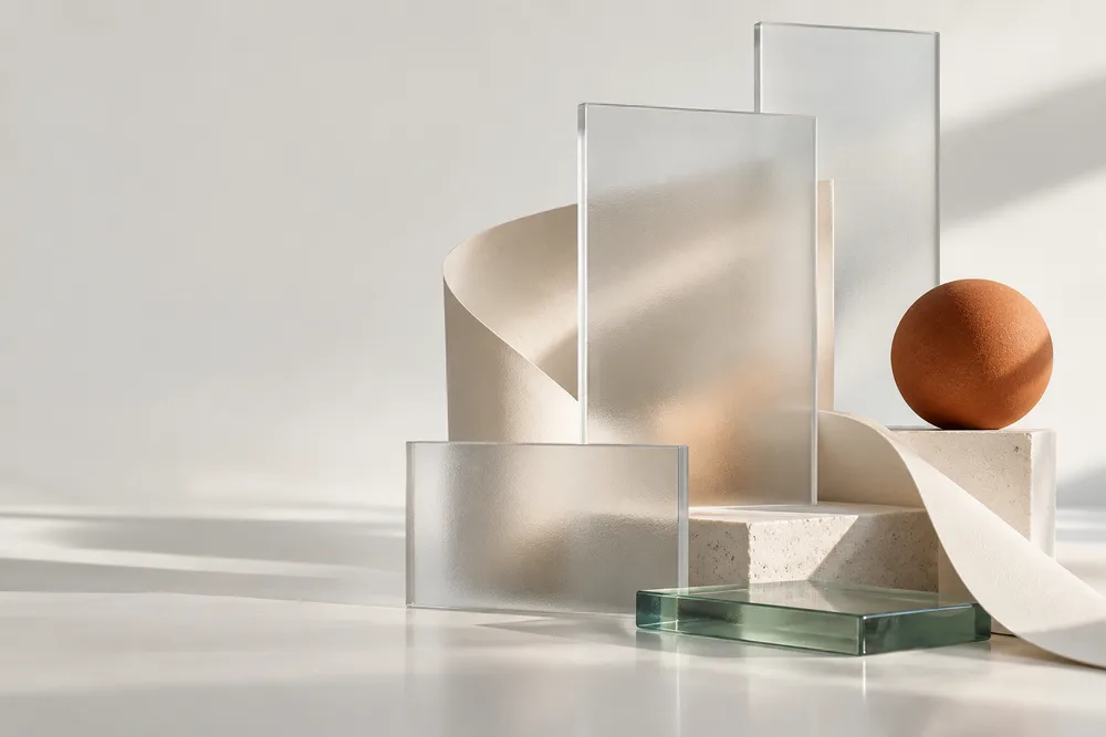 Translucent panels and warm light, an editorial illustration of making information clear